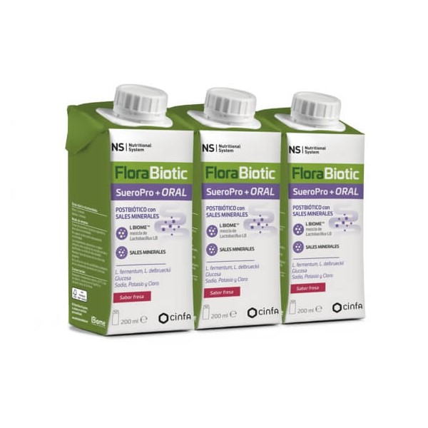 NS Florabiotic Sueropro+ ORAL 3 envases 200ml fresa