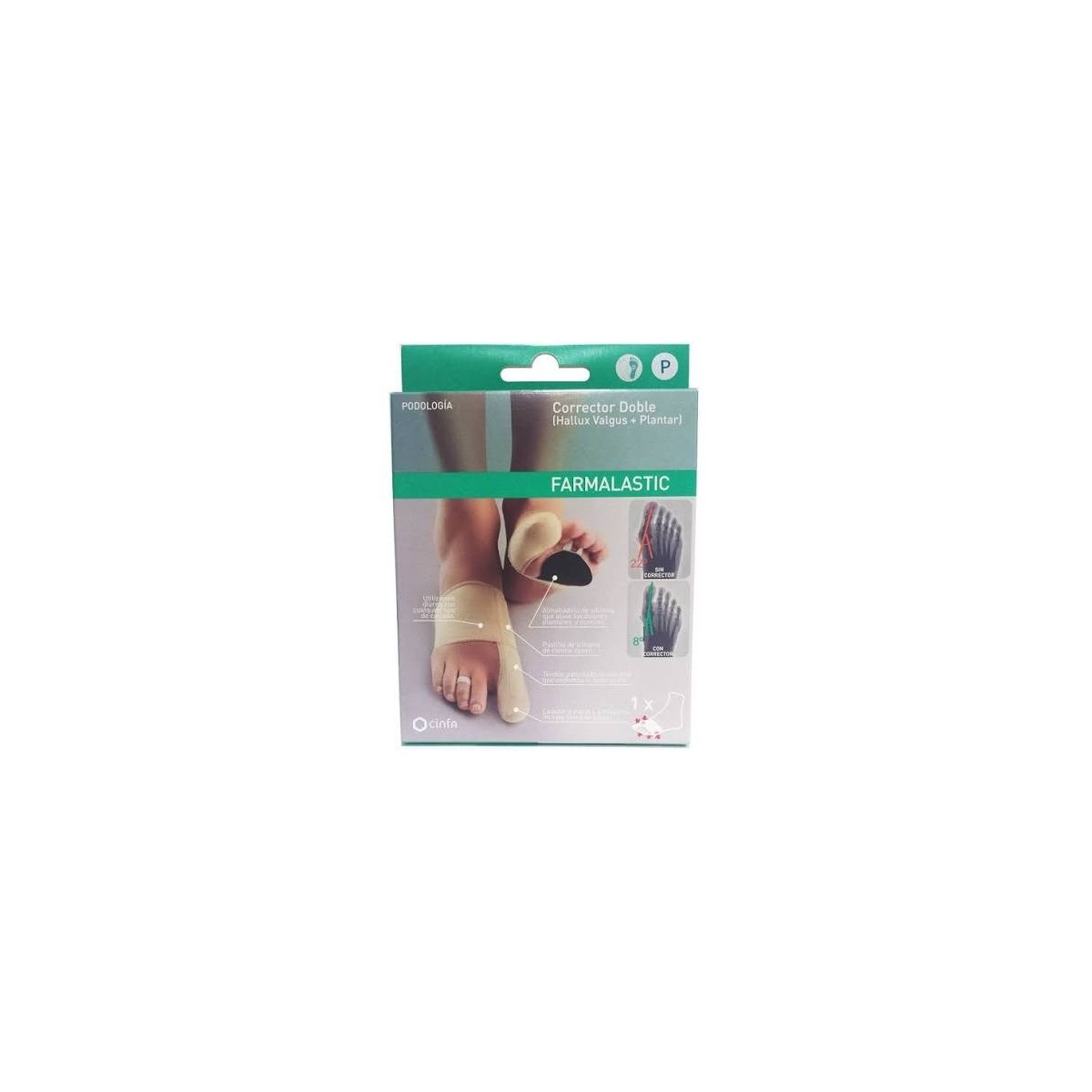 corrector doble juanetes y plantar farmalastic pie derecho t m